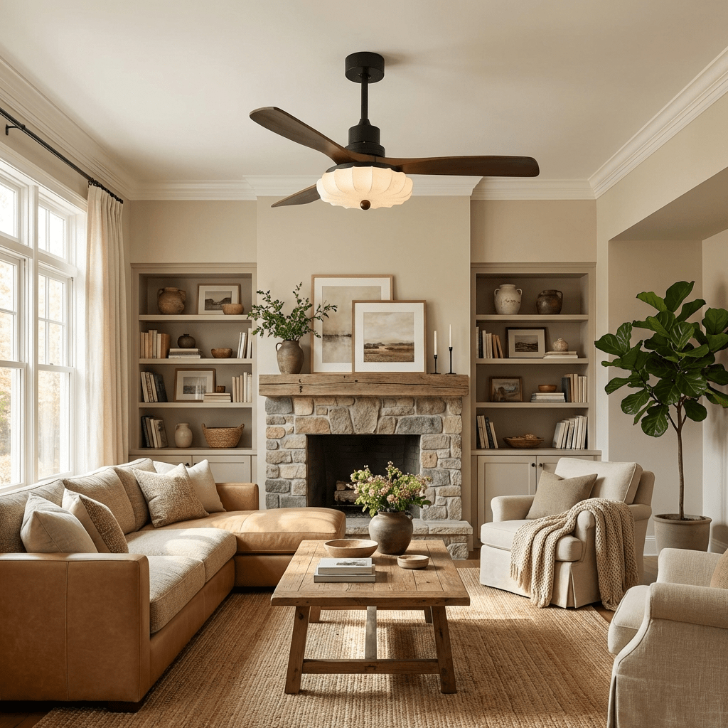 Ceiling Fan with Light and Remote for Bedroom & Living Room – Petal Blade LED Fan, Quiet Modern Dining Room Low-Profile Ceiling Fan