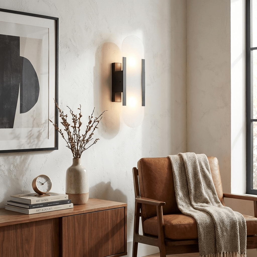 Alabaster Wall Sconce for Bedroom & Hallway – Natural Stone LED Wall Light, Oblong Brass Living Room & Entryway Wall Sconce