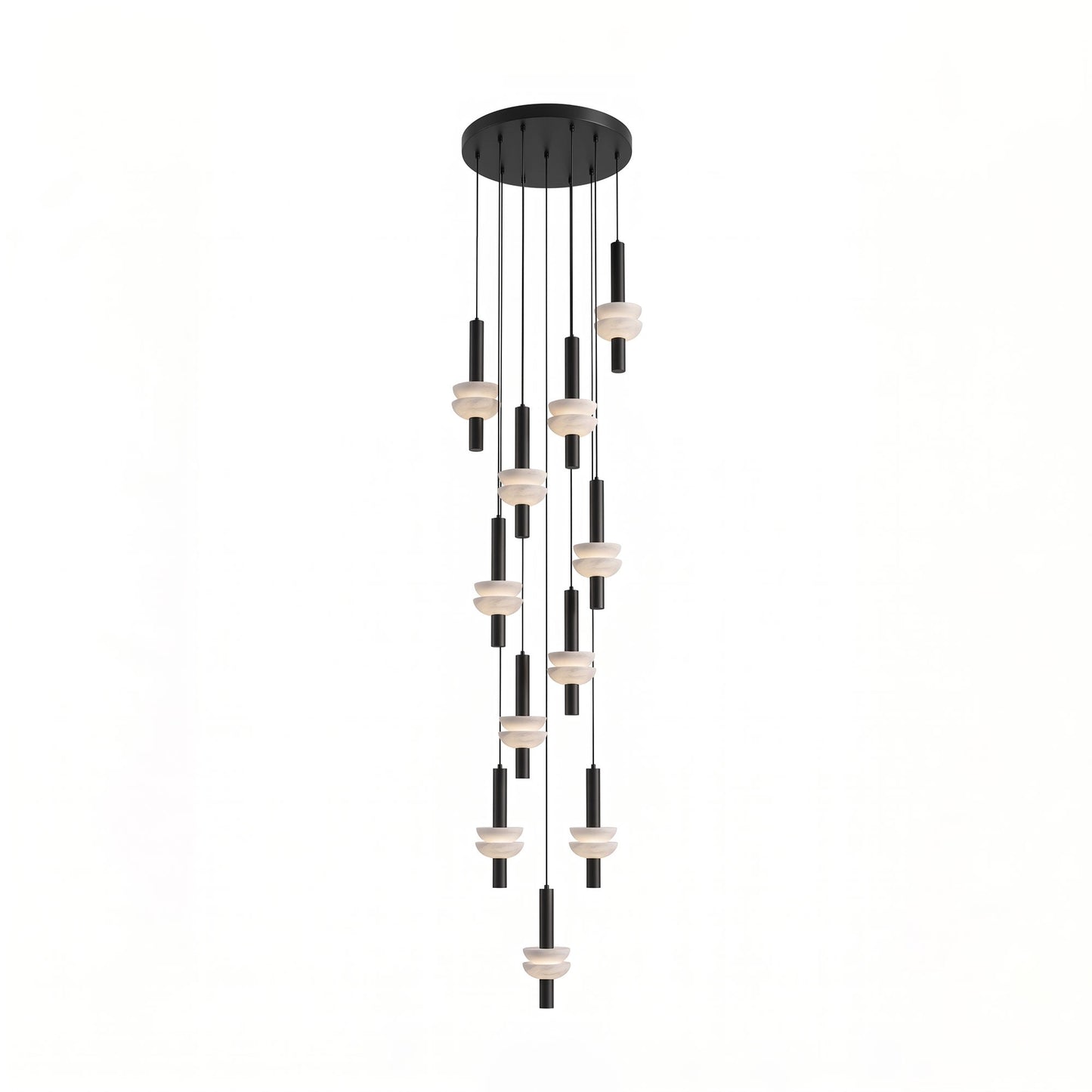 Column Pendant Light for Kitchen Island & Dining – Alabaster Cylinder Ceiling Light, Warm Dimmable Modern Bar & Foyer Pendant