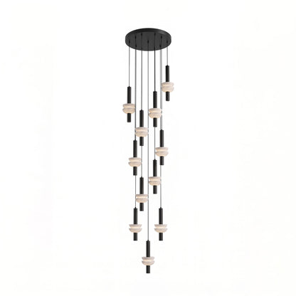Column Pendant Light for Kitchen Island & Dining – Alabaster Cylinder Ceiling Light, Warm Dimmable Modern Bar & Foyer Pendant