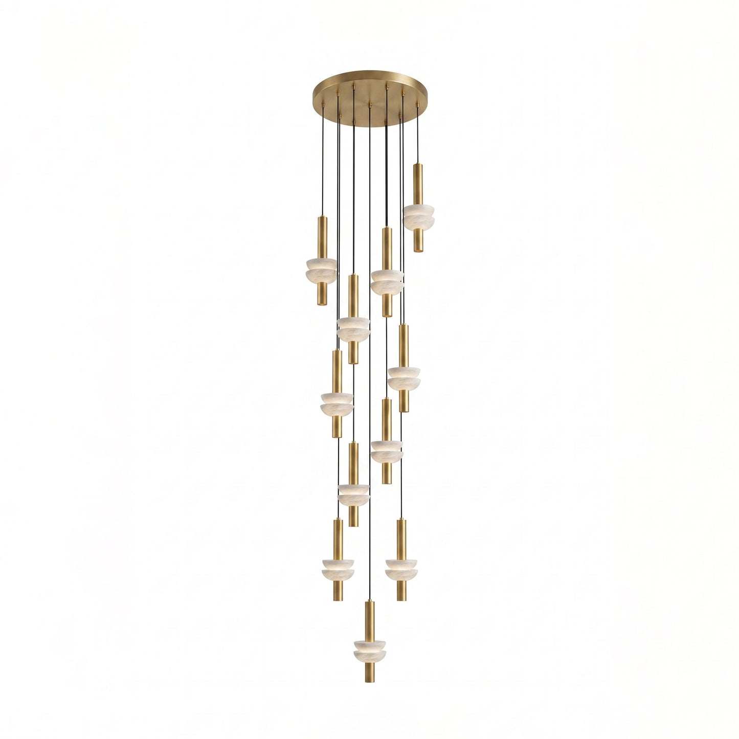 Column Pendant Light for Kitchen Island & Dining – Alabaster Cylinder Ceiling Light, Warm Dimmable Modern Bar & Foyer Pendant