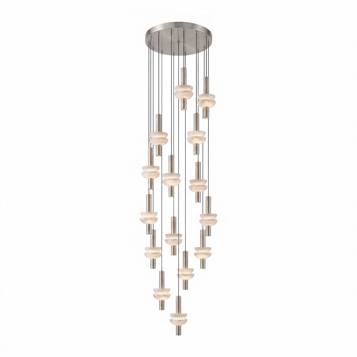 Column Pendant Light for Kitchen Island & Dining – Alabaster Cylinder Ceiling Light, Warm Dimmable Modern Bar & Foyer Pendant