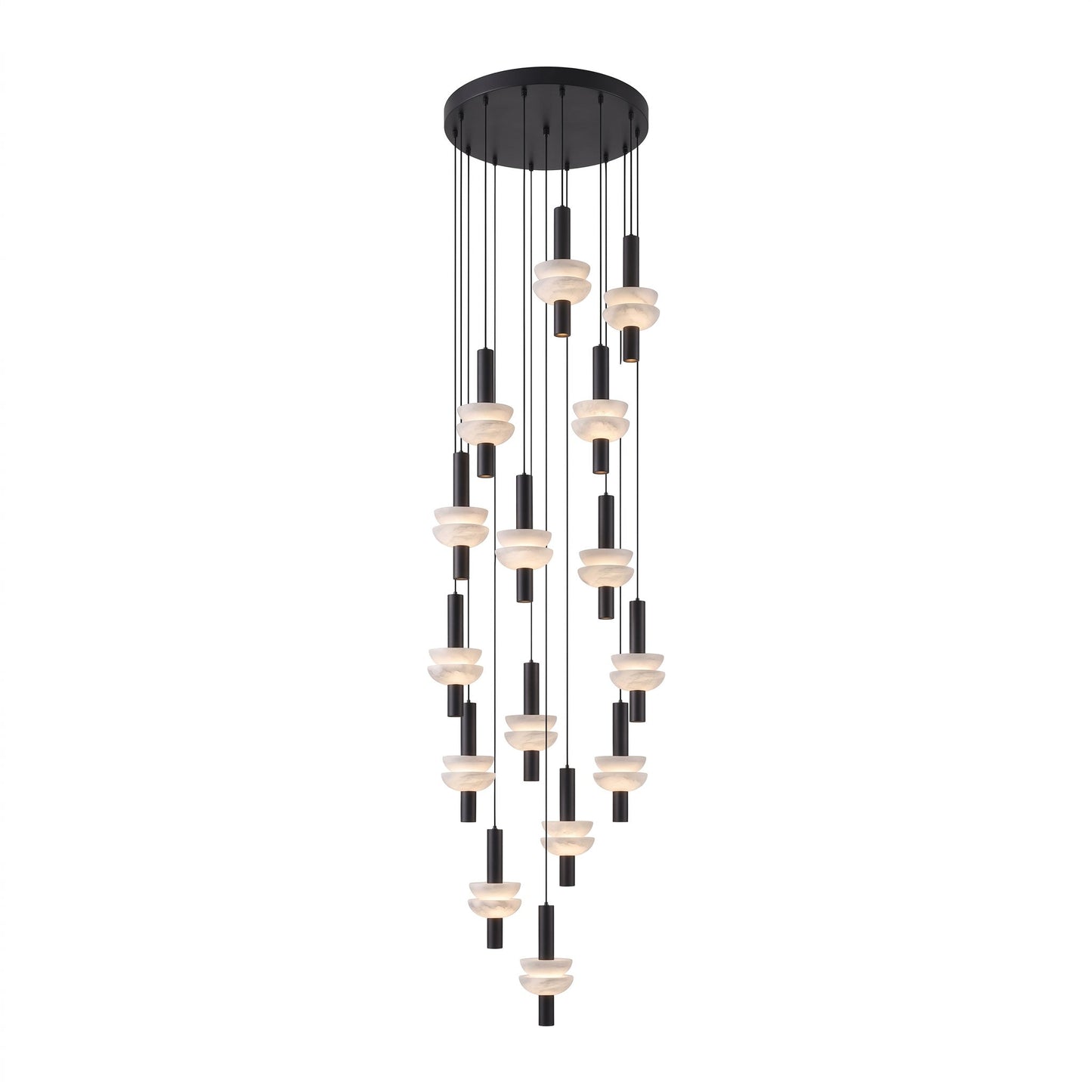 Column Pendant Light for Kitchen Island & Dining – Alabaster Cylinder Ceiling Light, Warm Dimmable Modern Bar & Foyer Pendant