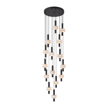 Column Pendant Light for Kitchen Island & Dining – Alabaster Cylinder Ceiling Light, Warm Dimmable Modern Bar & Foyer Pendant