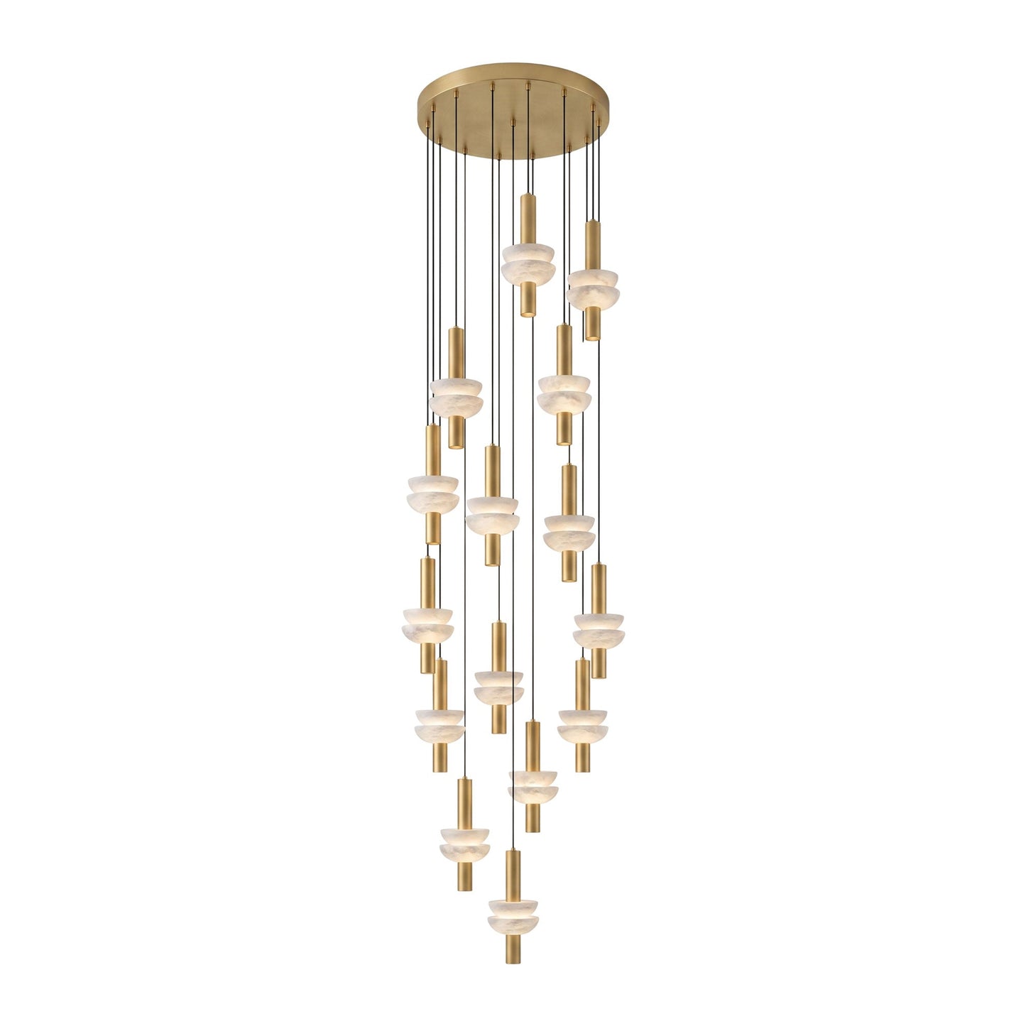 Column Pendant Light for Kitchen Island & Dining – Alabaster Cylinder Ceiling Light, Warm Dimmable Modern Bar & Foyer Pendant