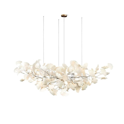 Ginkgo Leaf Chandelier for Dining Room & Living Room – Brass Sculptural LED Statement Chandelier, Modern Foyer & Stairwell Ceiling Light