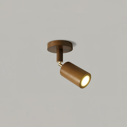 Wood Track Spotlight Ceiling Light for Kitchen & Hallway – Adjustable LED Spotlight Bar, Walnut Dimmable Modern Gallery Accent Light
