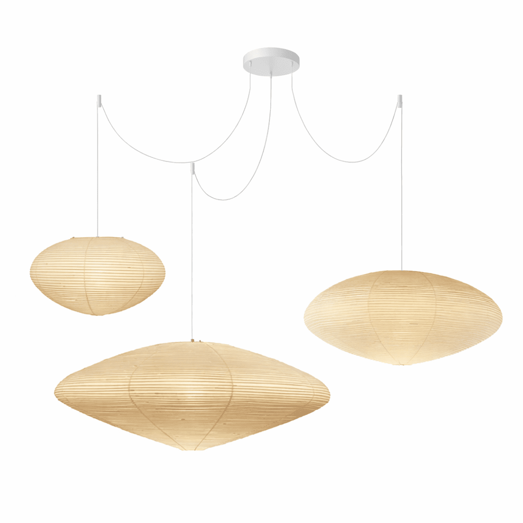 Paper Pendant Light for Dining Room & Bedroom – Japandi Washi Lantern Ceiling Light, Modern Minimalist Living Room Hanging Lamp