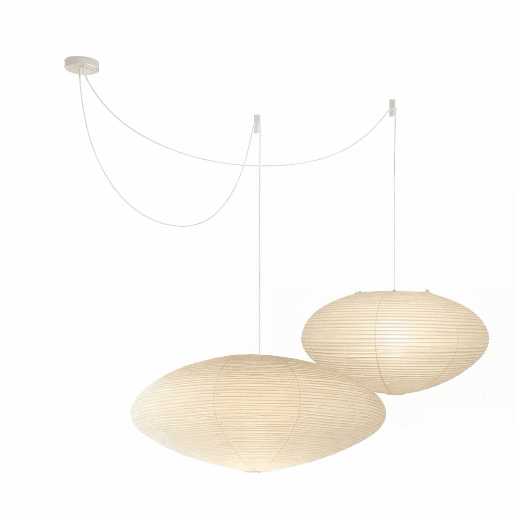 Paper Pendant Light for Dining Room & Bedroom – Japandi Washi Lantern Ceiling Light, Modern Minimalist Living Room Hanging Lamp
