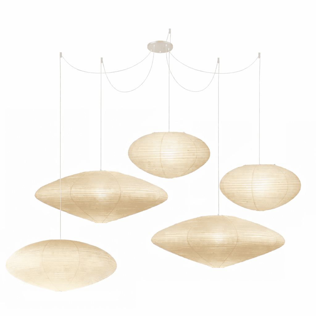 Paper Pendant Light for Dining Room & Bedroom – Japandi Washi Lantern Ceiling Light, Modern Minimalist Living Room Hanging Lamp