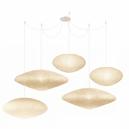 Paper Pendant Light for Dining Room & Bedroom – Japandi Washi Lantern Ceiling Light, Modern Minimalist Living Room Hanging Lamp