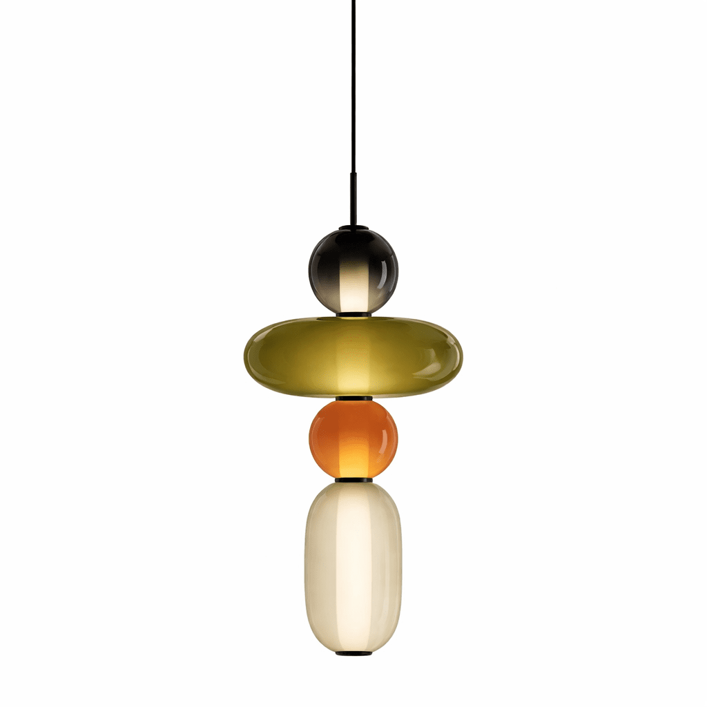Glass Pendant Light for Kitchen Island & Dining Room – Tinted Jewel Shade LED Ceiling Light, Modern Living Room Hanging Pendant