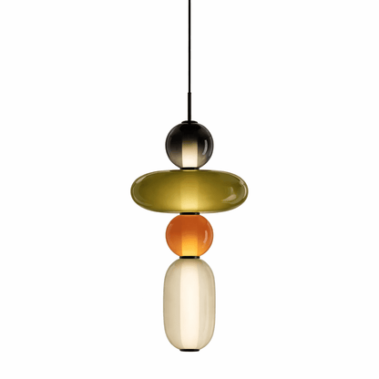 Glass Pendant Light for Kitchen Island & Dining Room – Tinted Jewel Shade LED Ceiling Light, Modern Living Room Hanging Pendant
