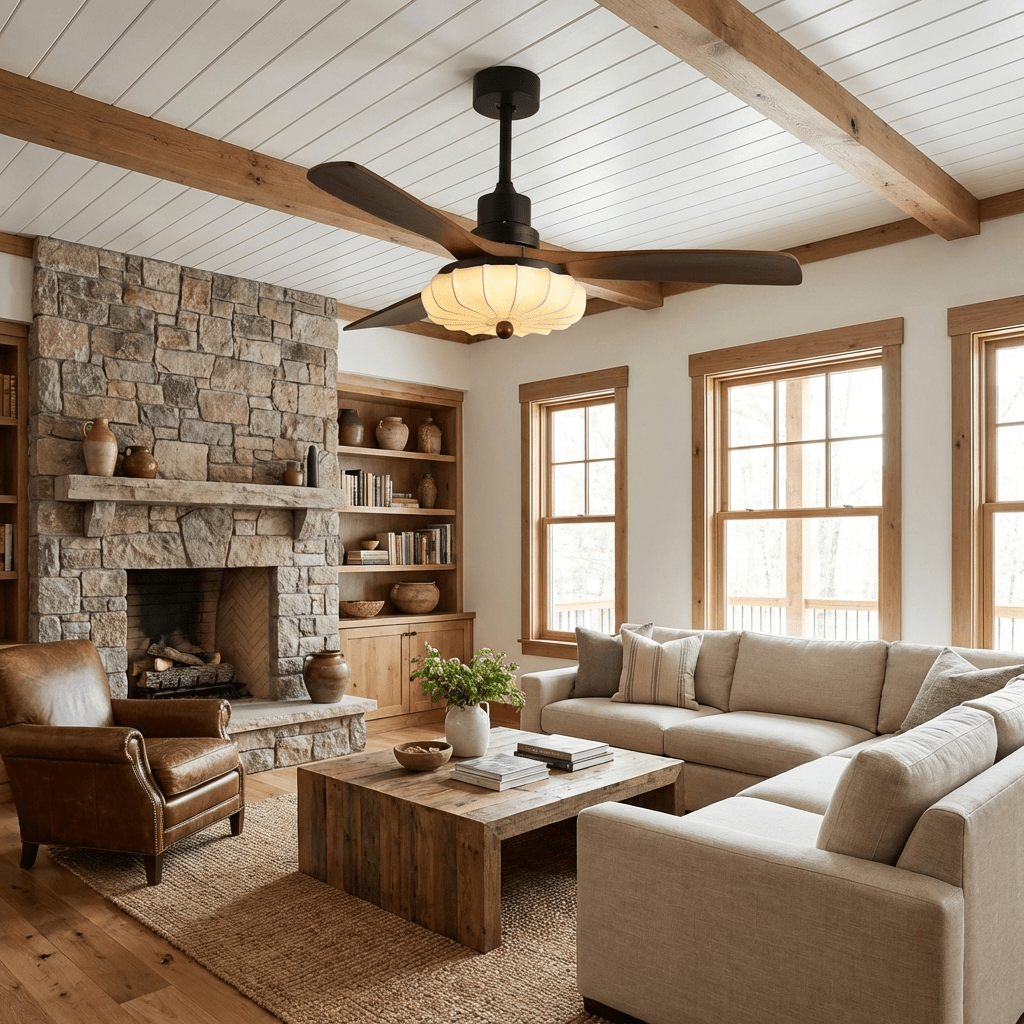 Ceiling Fan with Light and Remote for Bedroom & Living Room – Petal Blade LED Fan, Quiet Modern Dining Room Low-Profile Ceiling Fan