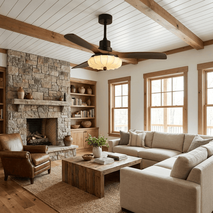 Ceiling Fan with Light and Remote for Bedroom & Living Room – Petal Blade LED Fan, Quiet Modern Dining Room Low-Profile Ceiling Fan