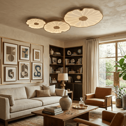 Lotus Leaf Ceiling Light for Bedroom & Living Room – Layered Sculptural LED Flush Mount, Modern Organic Dining & Entryway Fixture
