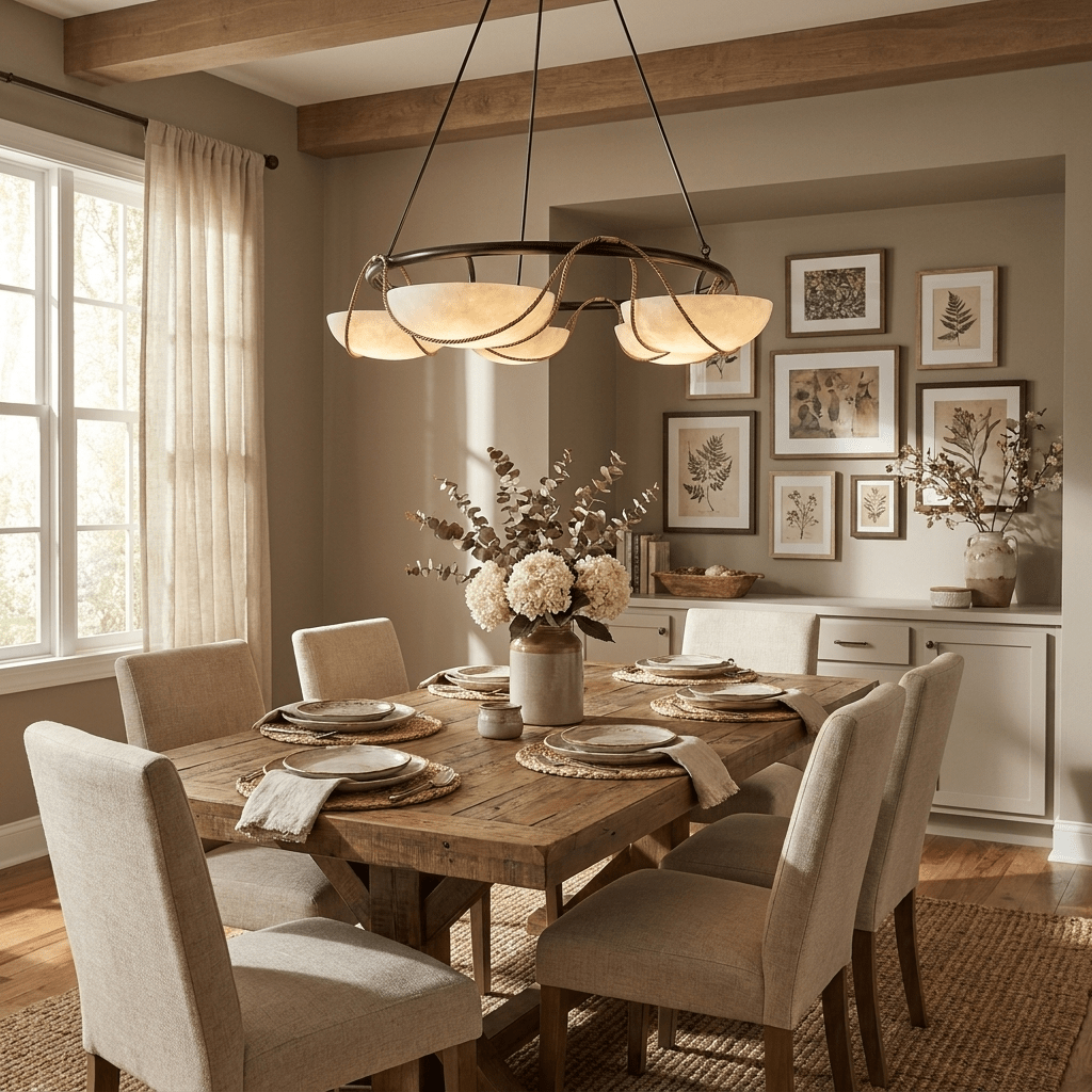Ring Chandelier for Dining & Living Room – Alabaster Bowl Pendant Ceiling Light, Modern Warm White Foyer & Entryway Chandelier