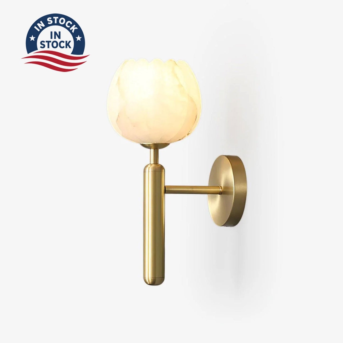 Alabaster Wall Sconce for Bedside & Hallway – Natural Stone LED Wall Light, Modern Minimalist Living Room & Entryway Wall Lamp