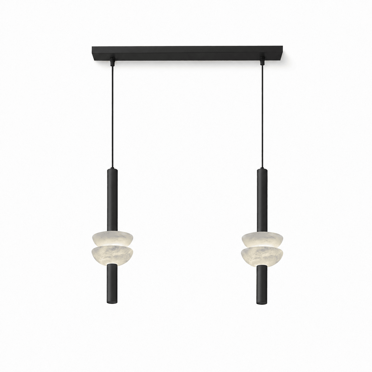 Column Pendant Light for Kitchen Island & Dining – Alabaster Cylinder Ceiling Light, Warm Dimmable Modern Bar & Foyer Pendant