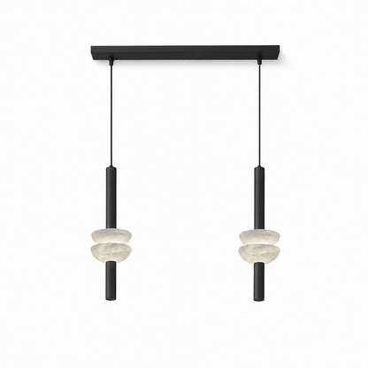 Column Pendant Light for Kitchen Island & Dining – Alabaster Cylinder Ceiling Light, Warm Dimmable Modern Bar & Foyer Pendant