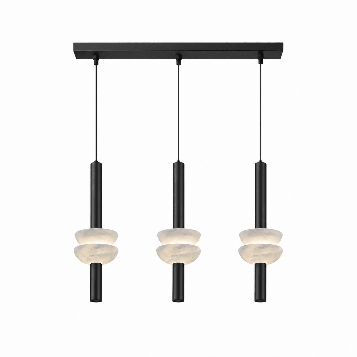 Column Pendant Light for Kitchen Island & Dining – Alabaster Cylinder Ceiling Light, Warm Dimmable Modern Bar & Foyer Pendant