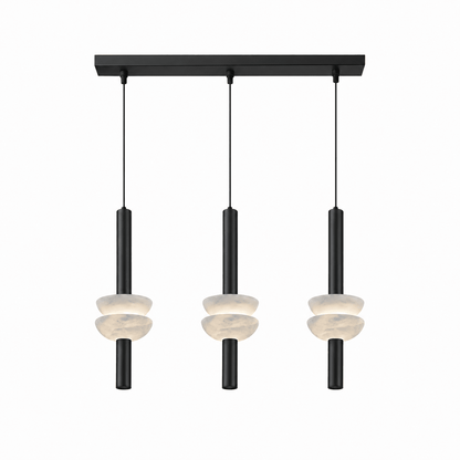 Column Pendant Light for Kitchen Island & Dining – Alabaster Cylinder Ceiling Light, Warm Dimmable Modern Bar & Foyer Pendant