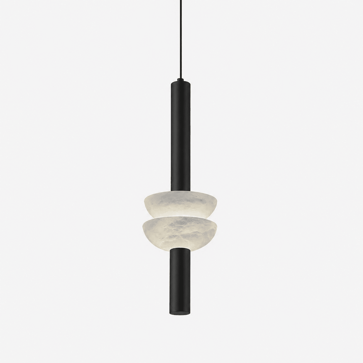 Column Pendant Light for Kitchen Island & Dining – Alabaster Cylinder Ceiling Light, Warm Dimmable Modern Bar & Foyer Pendant