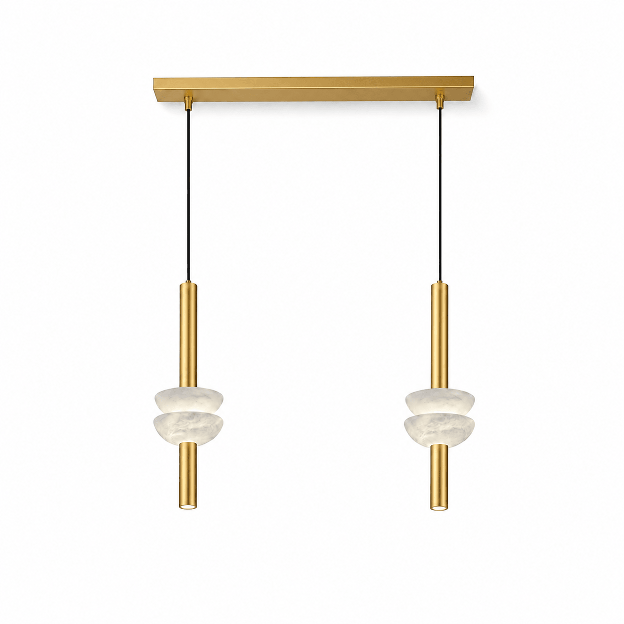 Column Pendant Light for Kitchen Island & Dining – Alabaster Cylinder Ceiling Light, Warm Dimmable Modern Bar & Foyer Pendant
