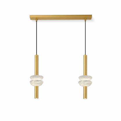 Column Pendant Light for Kitchen Island & Dining – Alabaster Cylinder Ceiling Light, Warm Dimmable Modern Bar & Foyer Pendant