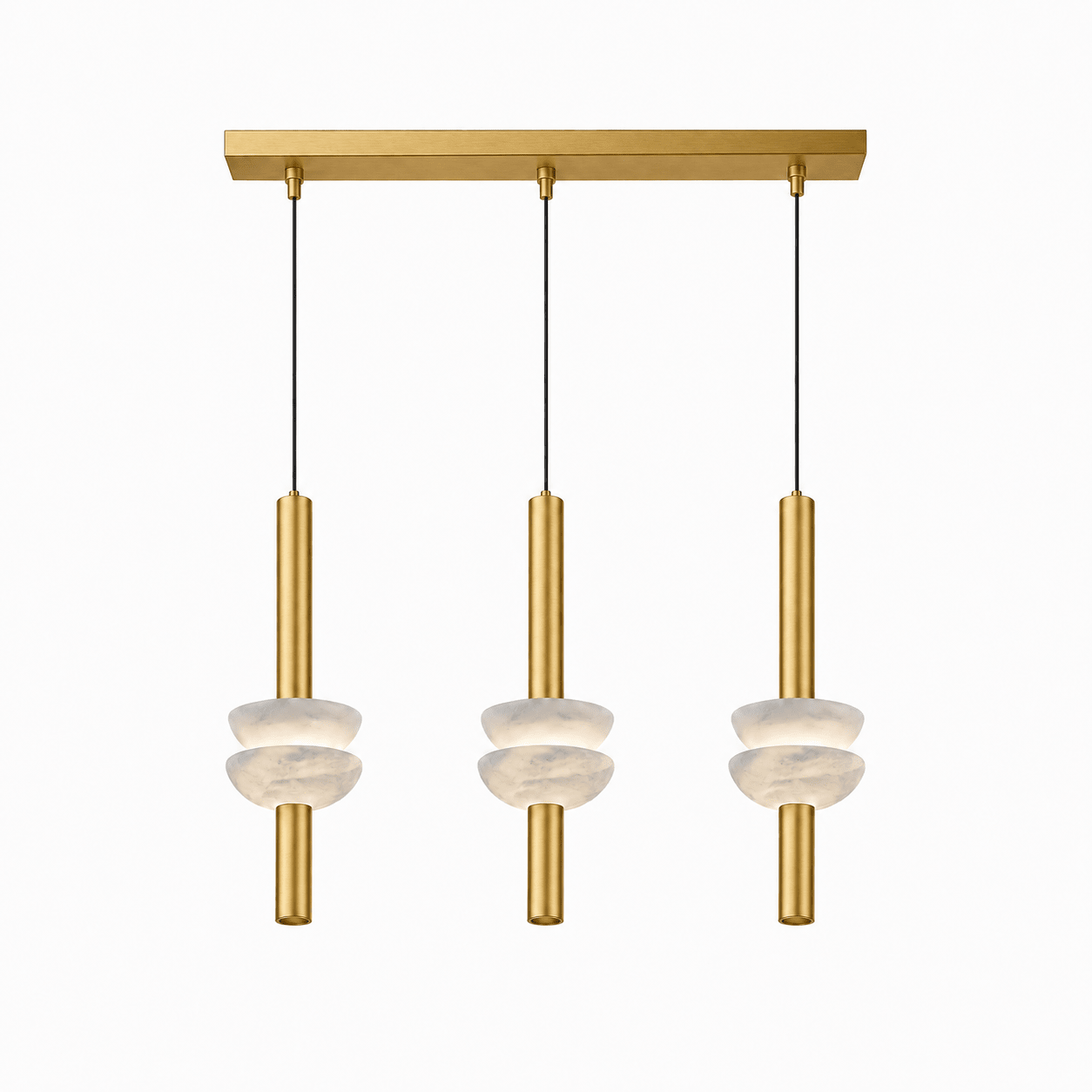 Column Pendant Light for Kitchen Island & Dining – Alabaster Cylinder Ceiling Light, Warm Dimmable Modern Bar & Foyer Pendant