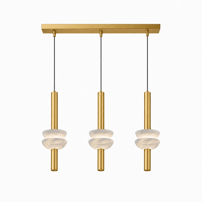 Column Pendant Light for Kitchen Island & Dining – Alabaster Cylinder Ceiling Light, Warm Dimmable Modern Bar & Foyer Pendant