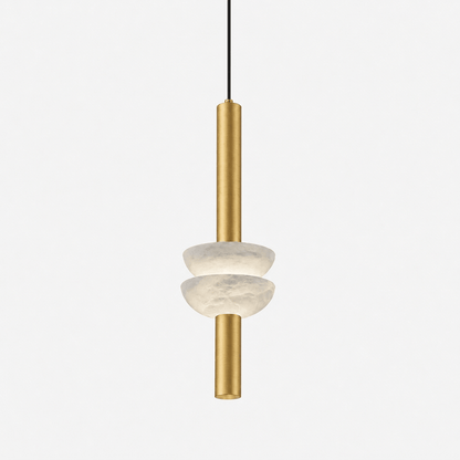 Column Pendant Light for Kitchen Island & Dining – Alabaster Cylinder Ceiling Light, Warm Dimmable Modern Bar & Foyer Pendant