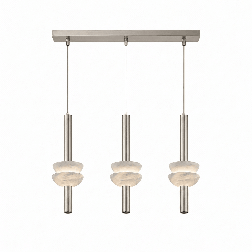 Column Pendant Light for Kitchen Island & Dining – Alabaster Cylinder Ceiling Light, Warm Dimmable Modern Bar & Foyer Pendant