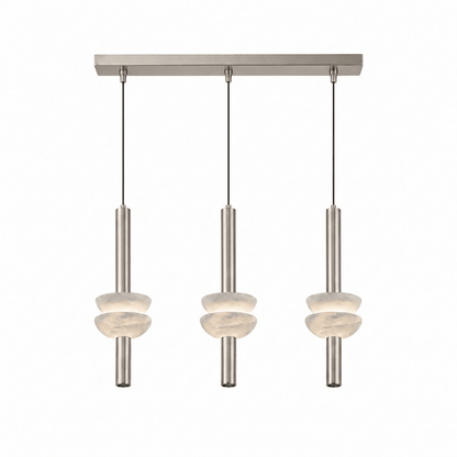 Column Pendant Light for Kitchen Island & Dining – Alabaster Cylinder Ceiling Light, Warm Dimmable Modern Bar & Foyer Pendant