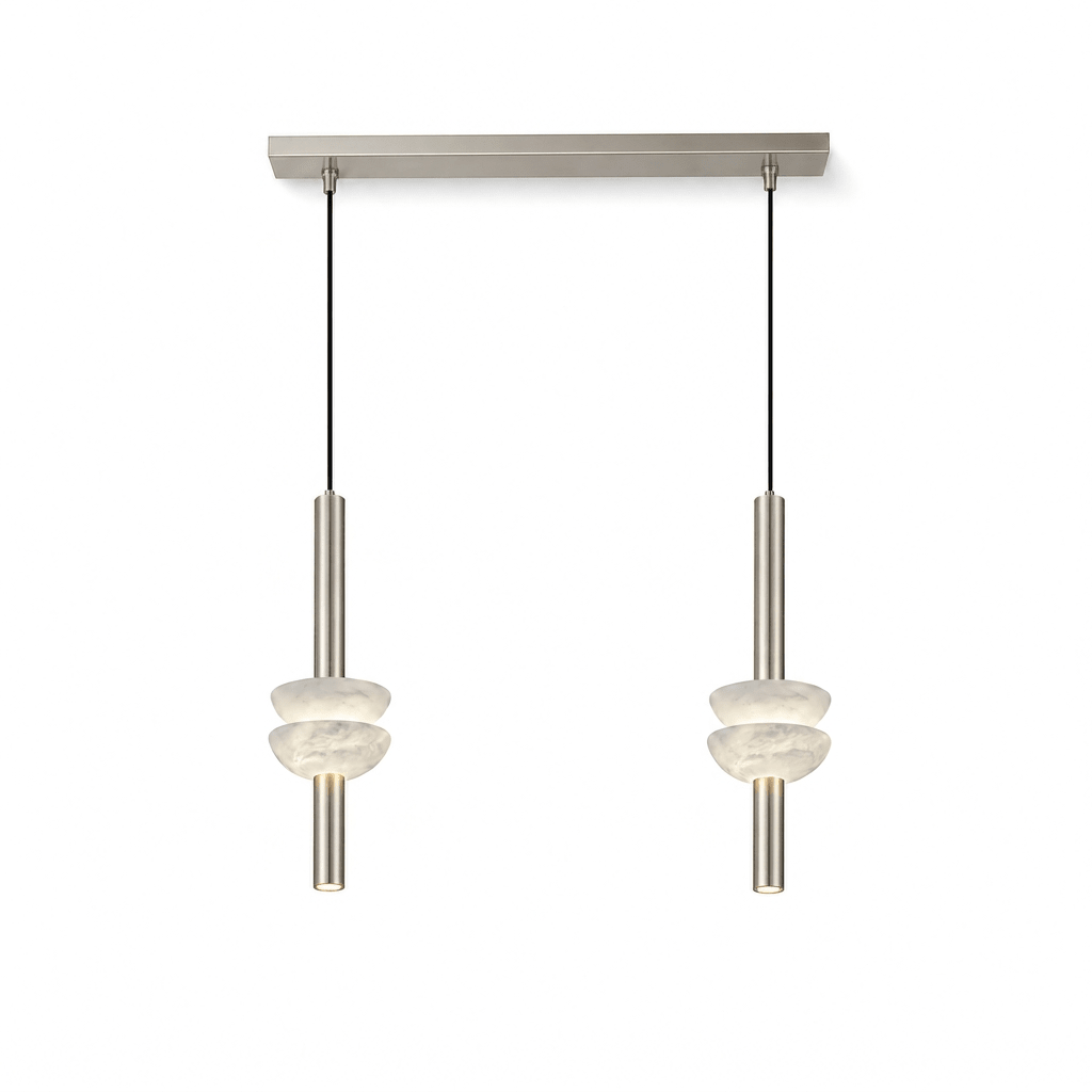 Column Pendant Light for Kitchen Island & Dining – Alabaster Cylinder Ceiling Light, Warm Dimmable Modern Bar & Foyer Pendant