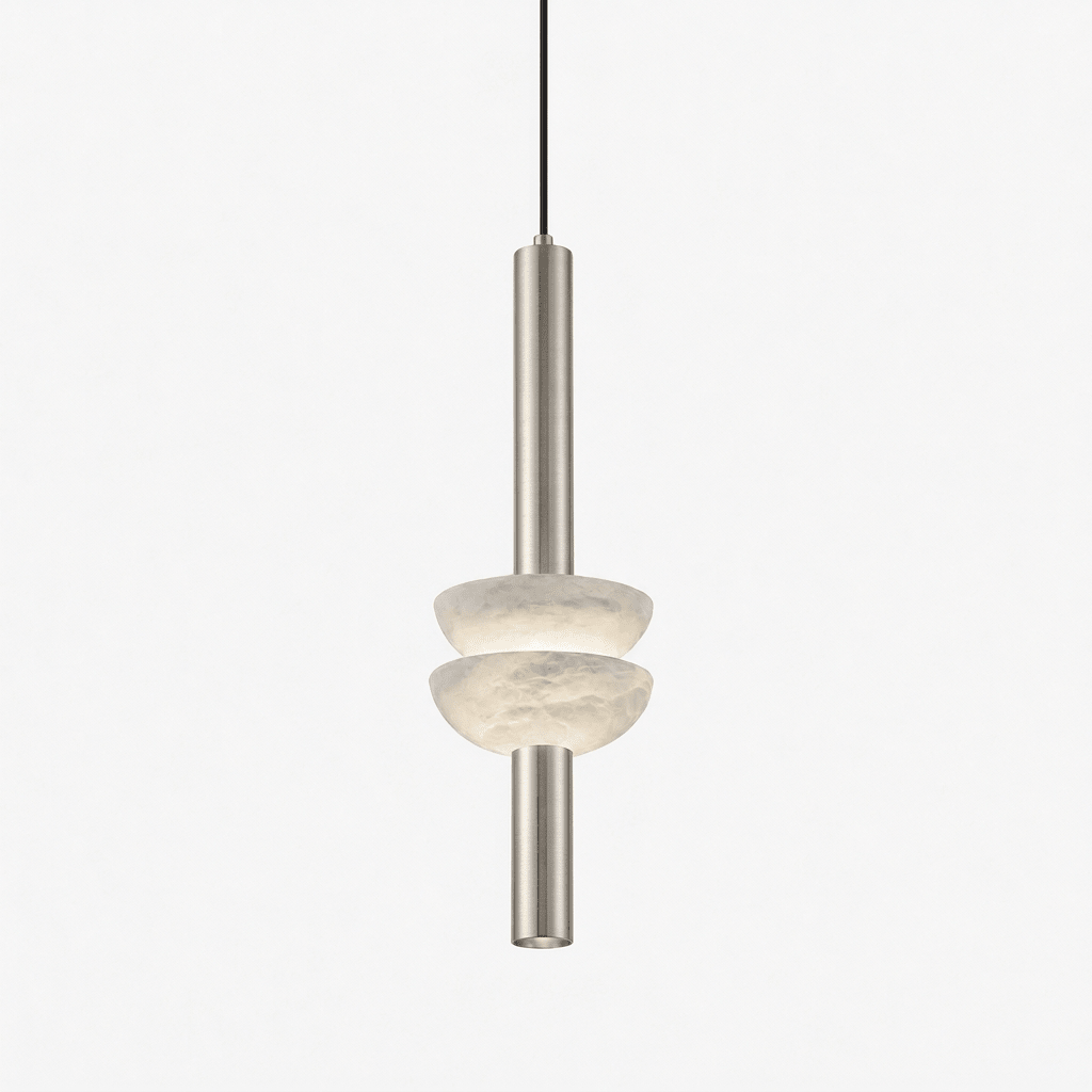Column Pendant Light for Kitchen Island & Dining – Alabaster Cylinder Ceiling Light, Warm Dimmable Modern Bar & Foyer Pendant