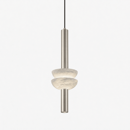 Column Pendant Light for Kitchen Island & Dining – Alabaster Cylinder Ceiling Light, Warm Dimmable Modern Bar & Foyer Pendant