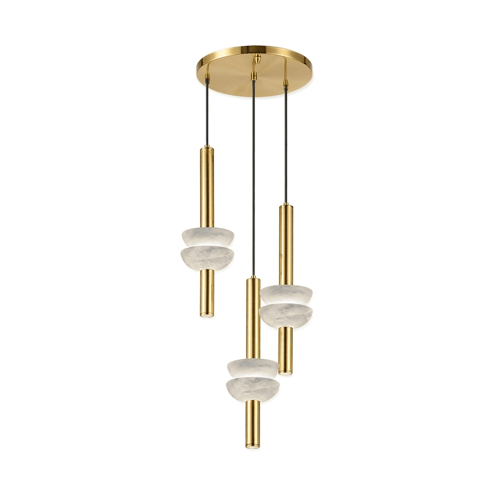 Column Pendant Light for Kitchen Island & Dining – Alabaster Cylinder Ceiling Light, Warm Dimmable Modern Bar & Foyer Pendant