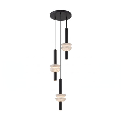 Column Pendant Light for Kitchen Island & Dining – Alabaster Cylinder Ceiling Light, Warm Dimmable Modern Bar & Foyer Pendant