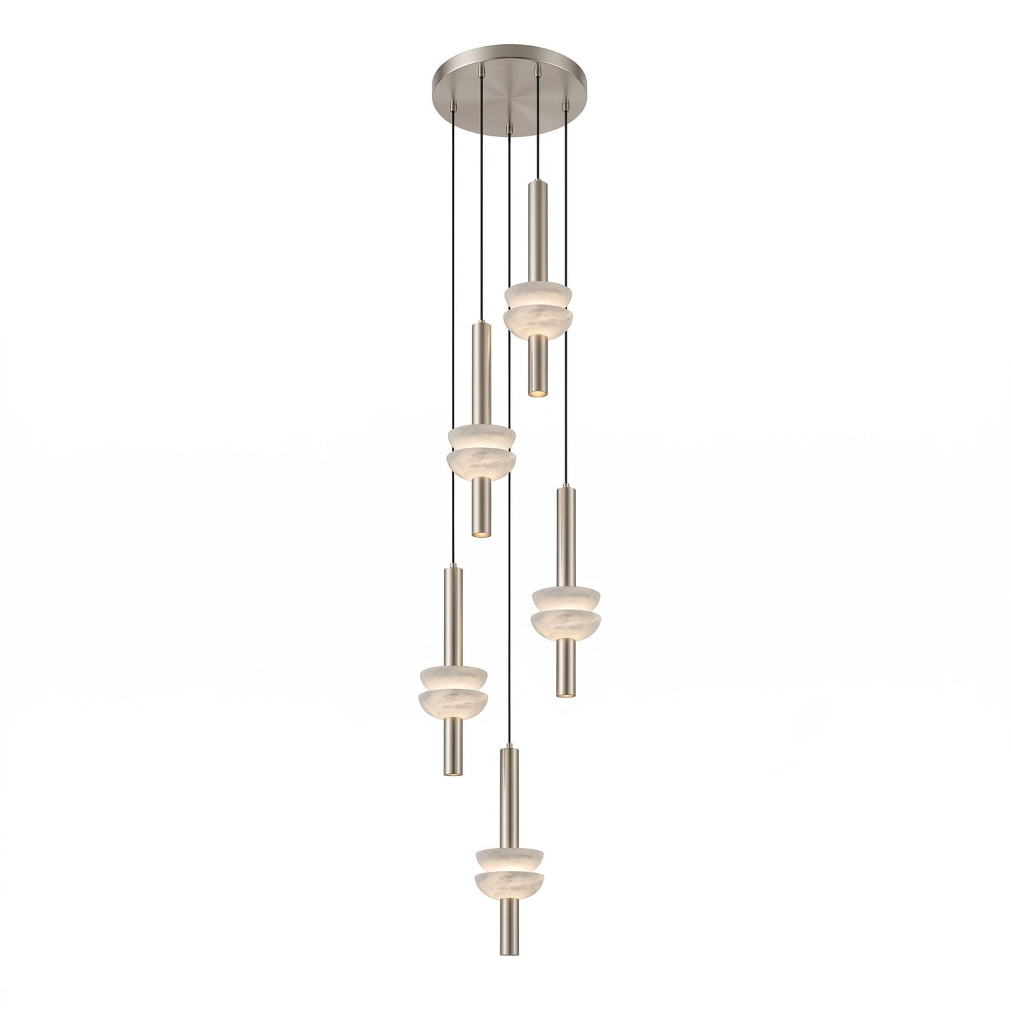 Column Pendant Light for Kitchen Island & Dining – Alabaster Cylinder Ceiling Light, Warm Dimmable Modern Bar & Foyer Pendant