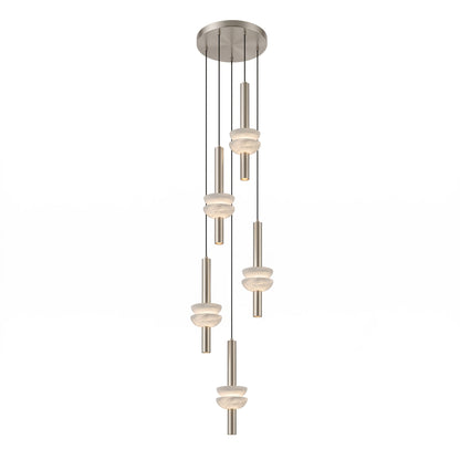 Column Pendant Light for Kitchen Island & Dining – Alabaster Cylinder Ceiling Light, Warm Dimmable Modern Bar & Foyer Pendant