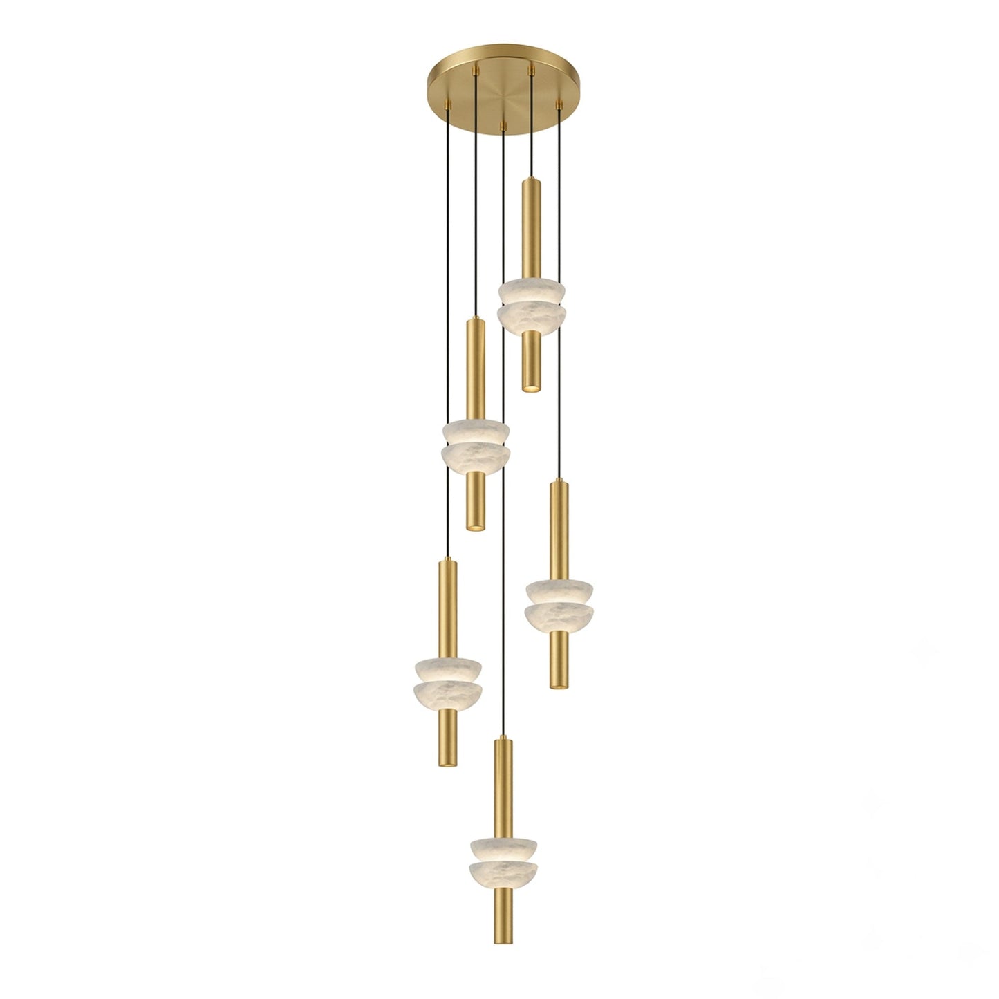 Column Pendant Light for Kitchen Island & Dining – Alabaster Cylinder Ceiling Light, Warm Dimmable Modern Bar & Foyer Pendant