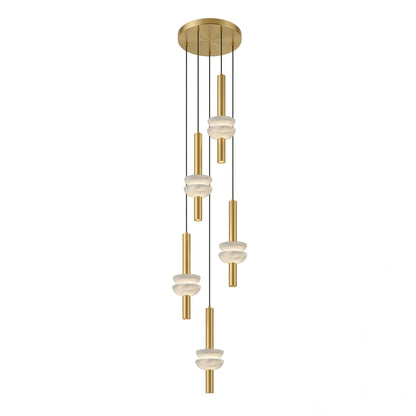 Column Pendant Light for Kitchen Island & Dining – Alabaster Cylinder Ceiling Light, Warm Dimmable Modern Bar & Foyer Pendant