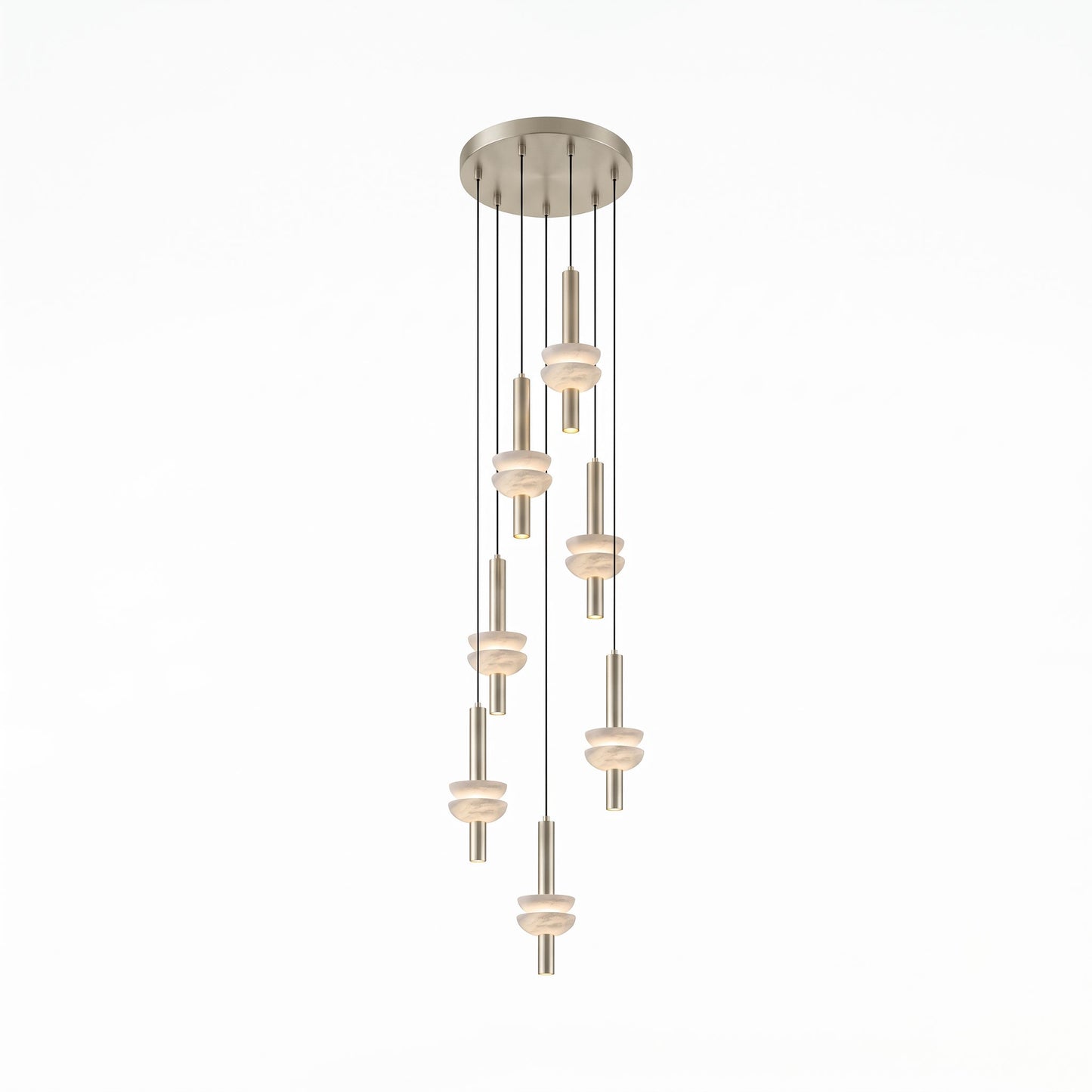 Column Pendant Light for Kitchen Island & Dining – Alabaster Cylinder Ceiling Light, Warm Dimmable Modern Bar & Foyer Pendant