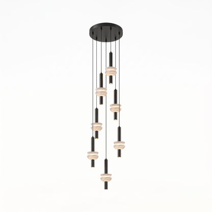 Column Pendant Light for Kitchen Island & Dining – Alabaster Cylinder Ceiling Light, Warm Dimmable Modern Bar & Foyer Pendant