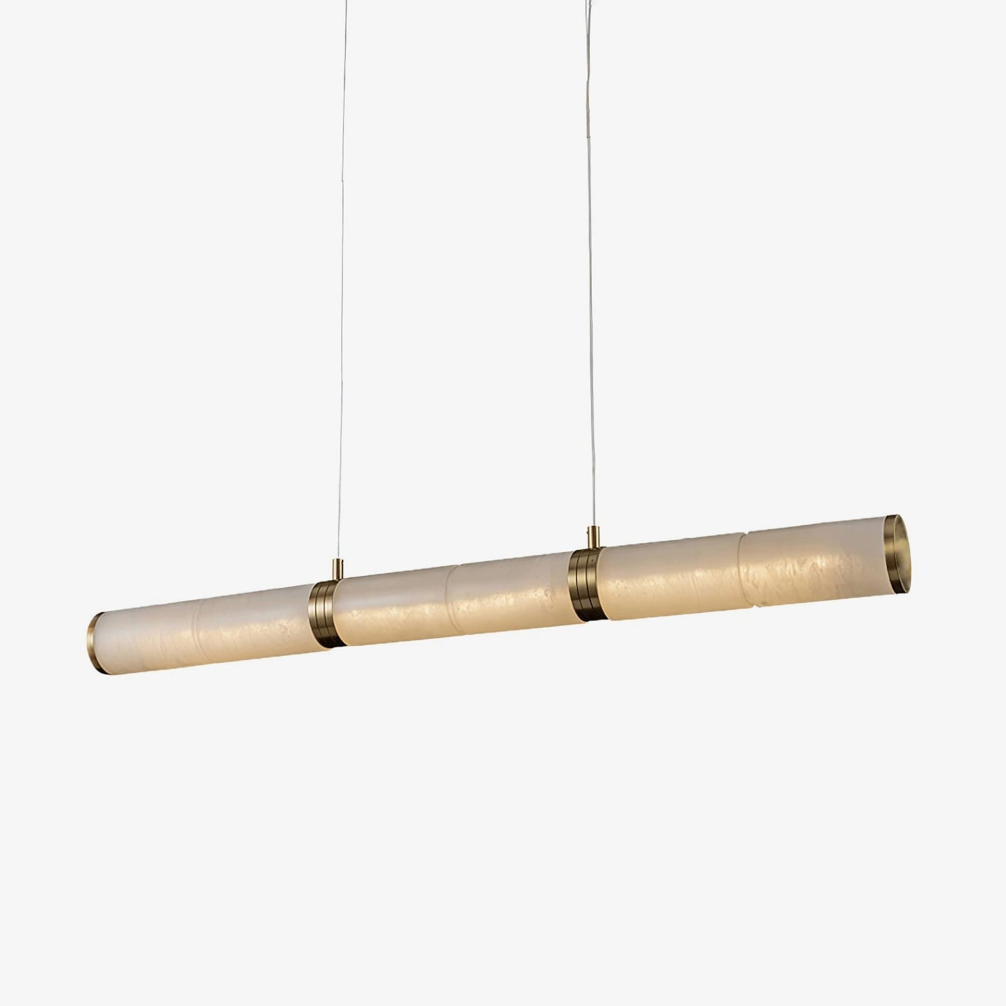 Beam Pendant Light for Kitchen Island & Dining – Brass Alabaster Linear Bar Chandelier, Modern Warm White Ceiling Light