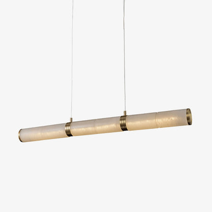 Beam Pendant Light for Kitchen Island & Dining – Brass Alabaster Linear Bar Chandelier, Modern Warm White Ceiling Light