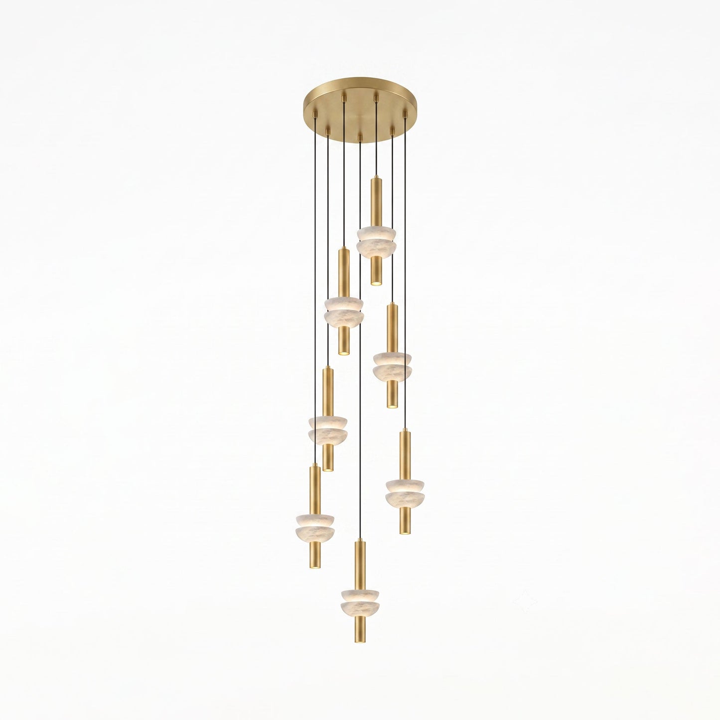 Column Pendant Light for Kitchen Island & Dining – Alabaster Cylinder Ceiling Light, Warm Dimmable Modern Bar & Foyer Pendant
