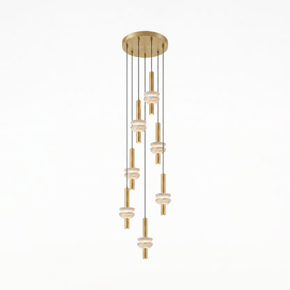 Column Pendant Light for Kitchen Island & Dining – Alabaster Cylinder Ceiling Light, Warm Dimmable Modern Bar & Foyer Pendant