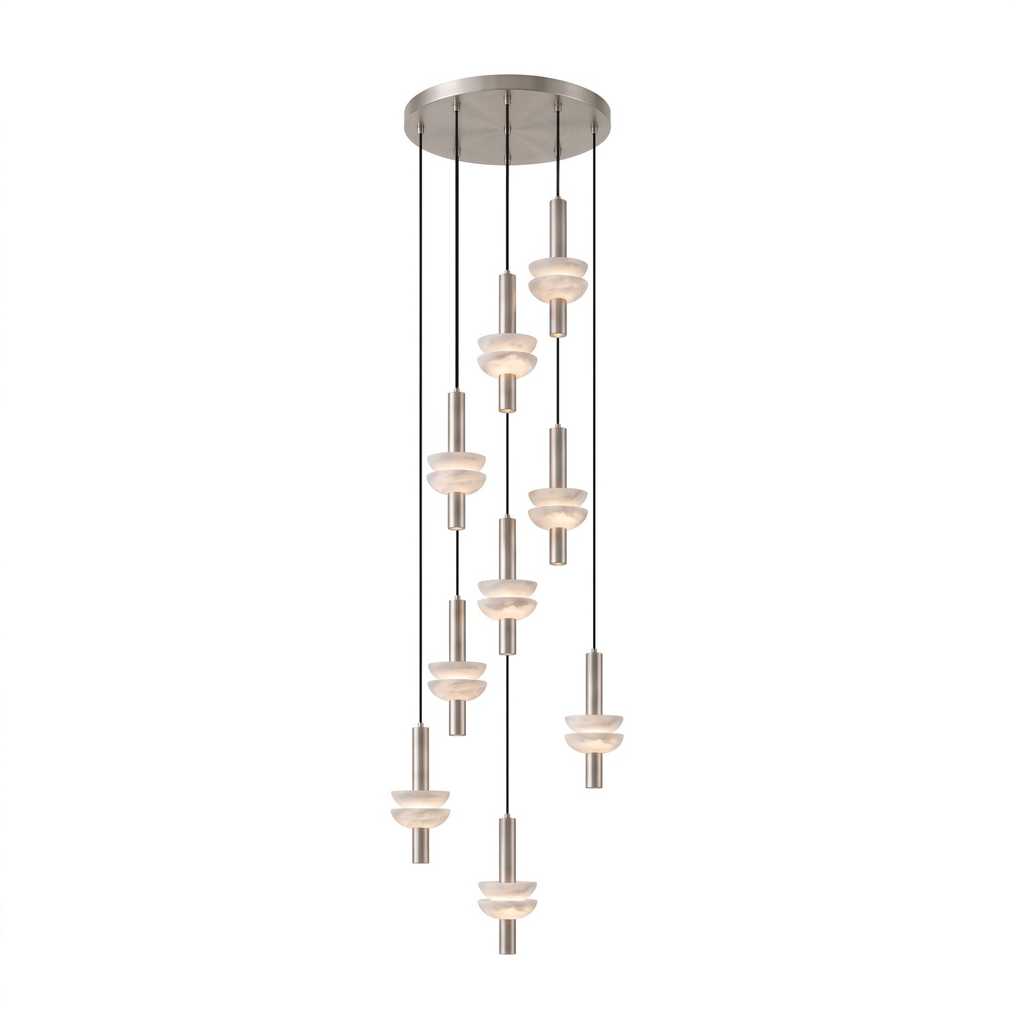Column Pendant Light for Kitchen Island & Dining – Alabaster Cylinder Ceiling Light, Warm Dimmable Modern Bar & Foyer Pendant